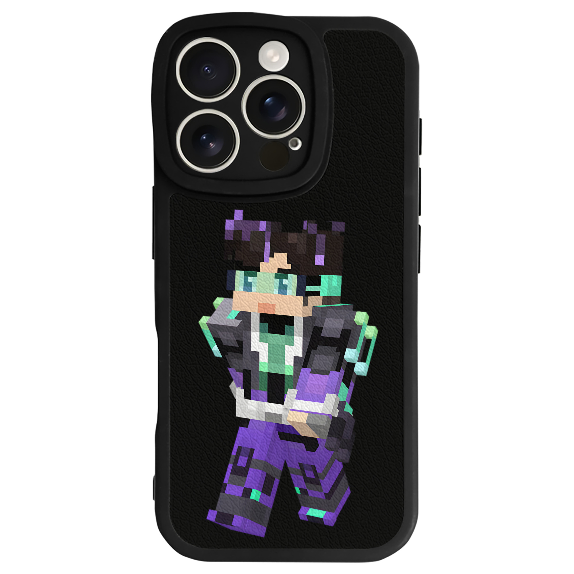 （画像用） マインクラフト ブロックの世界 Minecraft MC Block world 【iPhone 16シリーズ対応】シリコンスマホケース（レザー調） 材質：シリコン